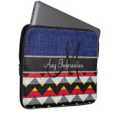 Monogram Zickzack Zigzag Burlap Jute Laptopschutzhülle (Vorne Rechts)