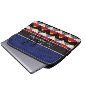 Monogram Zickzack Zigzag Burlap Jute Laptopschutzhülle (Vorne Knopf)