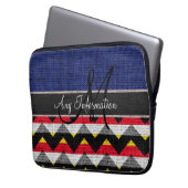 Monogram Zickzack Zigzag Burlap Jute Laptopschutzhülle (Vorderseite Links)