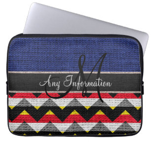 Monogram Zickzack Zigzag Burlap Jute Laptopschutzhülle