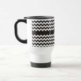 Monogram Zigzag Travel Mug: Schwarze, weiße Chevro Reisebecher