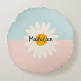 Monogram, zwei Töne Farbblock Pink Blau Rundes Kissen