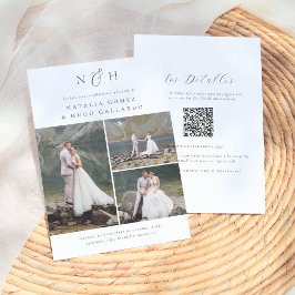 Monograma Código QR 3 Fotos Invitación de Boda Einladung