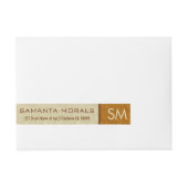 MonogramBold Moderne Beige & Braun Damaskas Rundum-Adressaufkleber (Vorderseite)