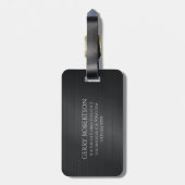 Monograme Black Gray Brushed Aluminum Texture Gepäckanhänger (Rückseite vertikal)