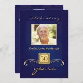 Monogramed 50. Geburtstags-Party Inivitations - Einladung (Vorne/Hinten)