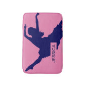 Monogramed Blue Dancer Silhouette IllustrationBlu Badematte (Vorderseite Vertikal)