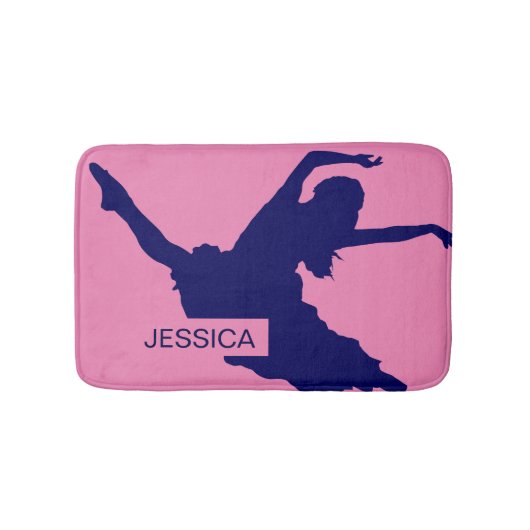 Monogramed Blue Dancer Silhouette IllustrationBlu Badematte (Vorderseite)