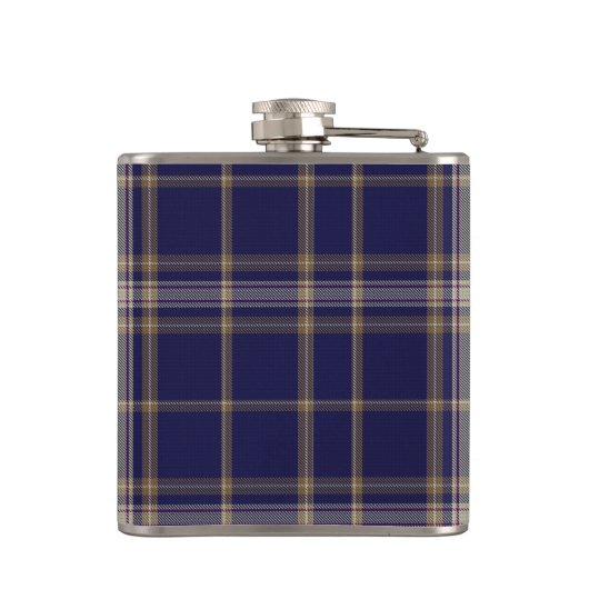 Monogramed Clan-Bäckertartan-karierte Flasche Flachmann (Rückseite)