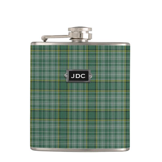 Monogramed Clan Currie Tartan-karierte Flasche Flachmann (Vorderseite)