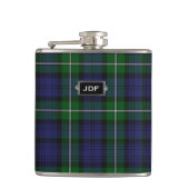 Monogramed Clan Forbes Tartan-karierte Flasche Flachmann (Vorderseite)