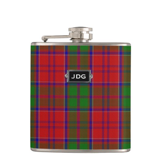 Monogramed Clan-Granttartan-karierte Flasche Flachmann (Vorderseite)