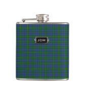 Monogramed Clan-Johnstontartan-karierte Flasche Flachmann (Vorderseite)