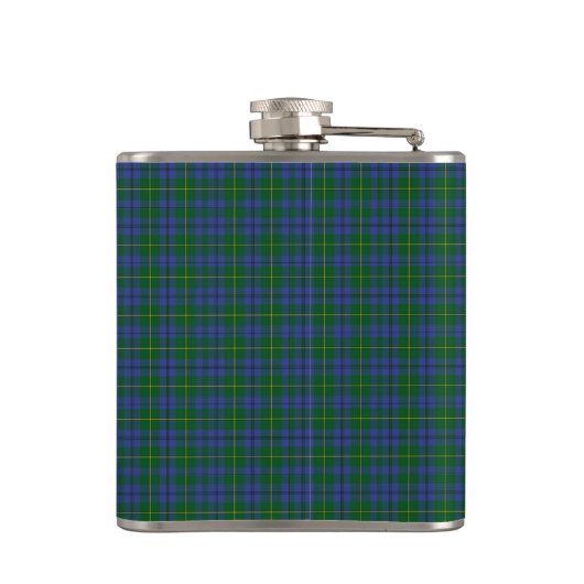 Monogramed Clan-Johnstontartan-karierte Flasche Flachmann (Rückseite)