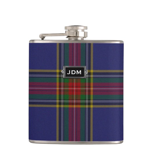 Monogramed Clan MacBeth Tartan Kariert Flask Flachmann (Vorderseite)