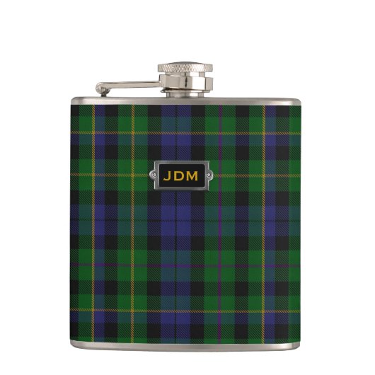 Monogramed Clan MacBride Tartan-karierte Flasche Flachmann (Vorderseite)