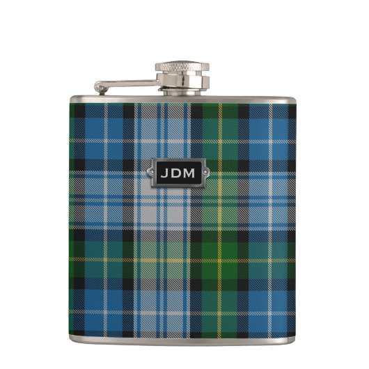 Monogramed Clan MacNeil Tartan-karierte Flasche Flachmann (Vorderseite)