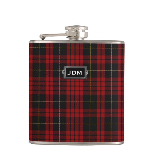 Monogramed Clan MacQueen Tartan-karierte Flasche Flachmann (Vorderseite)
