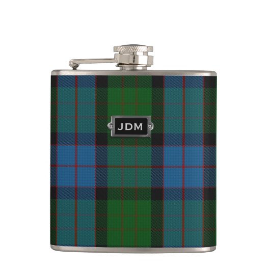 Monogramed Clan MacWilliam Tartan-karierte Flasche Flachmann (Vorderseite)