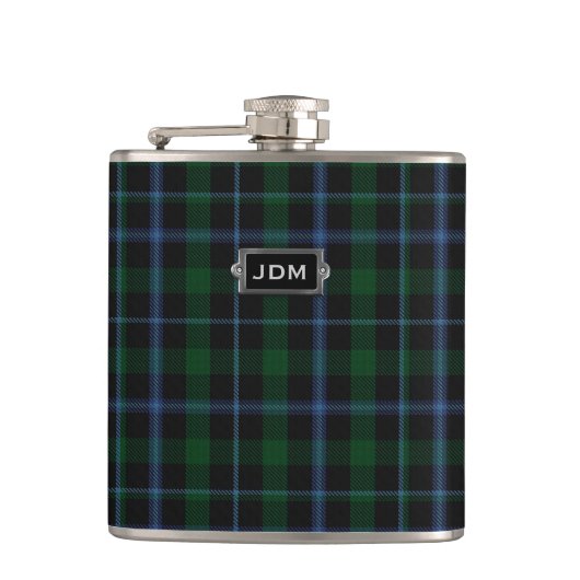 Monogramed Clan-Murraytartan-karierte Flasche Flachmann (Vorderseite)