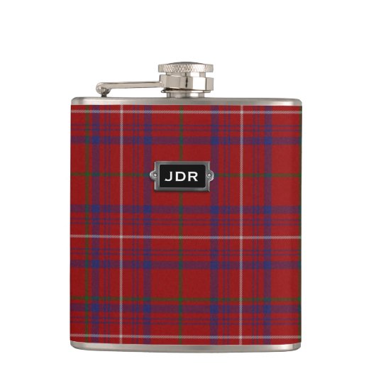 Monogramed Clan-Rosetartan-karierte Flasche Flachmann (Vorderseite)