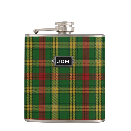 Monogramed ClanMacMillantartan-karierte Flasche Flachmann (Vorderseite)