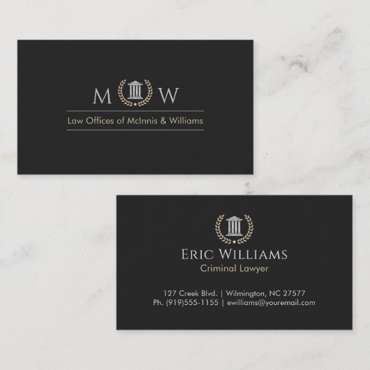 Monogramed Courthouse Visitenkarte (Vorne/Hinten)