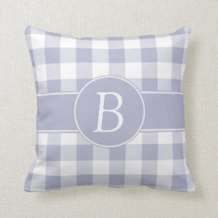 Monogramed Lavendel u. weißes Gingham-Kissen Kissen
