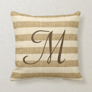 Monogramed Leinwand-Streifen Kissen
