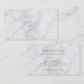 Monogramed Luxe Gray Marble Visitenkarte (Vorne/Hinten)