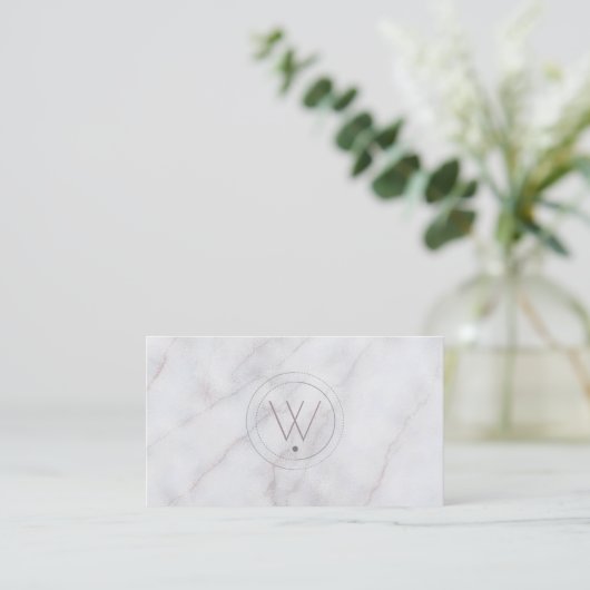 Monogramed Luxe Gray Marble Visitenkarte (Stehend Vorderseite)
