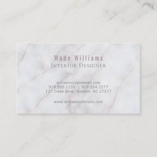 Monogramed Luxe Gray Marble Visitenkarte (Rückseite)