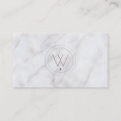 Monogramed Luxe Gray Marble Visitenkarte (Vorderseite)