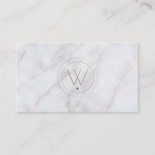 Monogramed Luxe Gray Marble Visitenkarte (Vorderseite)