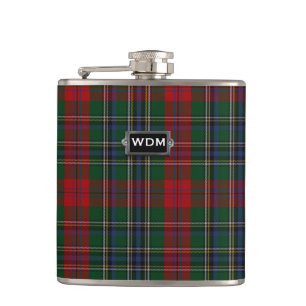 Monogramed MacLean Tartan Kariert Flask Flachmann