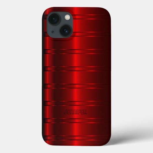 Monogramed Metallic Red Stripes Pattern iPhone Cas Case-Mate iPhone Hülle (Rückseite)