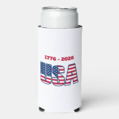 Monogramed Patriotic USA 1776-2026 Bottle & Selters Dosenkühler (Seltzer Vorderseite)
