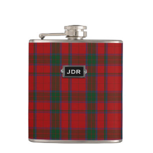 Monogramed Red Clan Robertson Tartan Kariert Flachmann