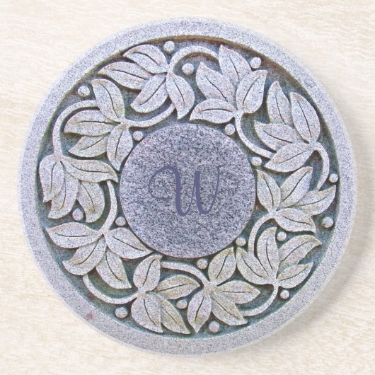 Monogramed Sandstein-Getränk-Untersetzer Getränkeuntersetzer (Vorne)