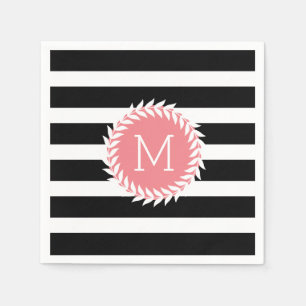 Monogramed schwarze u. weiße Streifen u. Serviette