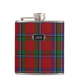 Monogramed Sinclair Tartan-karierte Flasche Flachmann