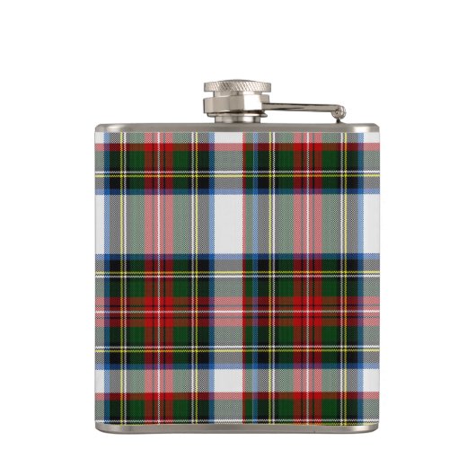 Monogramed Stewart Kleidertartan-karierte Flasche Flachmann (Rückseite)