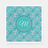 Monogramed Teal Pattern Napkins Serviette (Vorderseite)