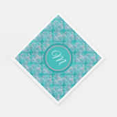 Monogramed Teal Pattern Napkins Serviette (Ecke)