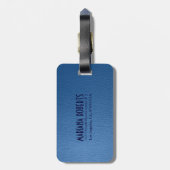 Monogramed Worn-Out Blue Leather Look Gepäckanhänger (Rückseite vertikal)