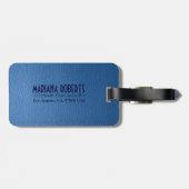 Monogramed Worn-Out Blue Leather Look Gepäckanhänger (Rückseite horizontal)