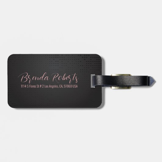 Monogramierte dunkelgraue abstrakte Textur Gepäckanhänger (Rückseite horizontal)