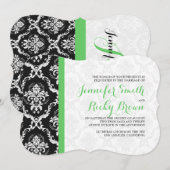 Monogramierte elegante Schwarz-Weiß-Hochzeit Einladung (Vorne/Hinten)