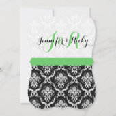 Monogramierte elegante Schwarz-Weiß-Hochzeit Einladung (Rückseite)