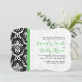 Monogramierte elegante Schwarz-Weiß-Hochzeit Einladung (Stehend Vorderseite)